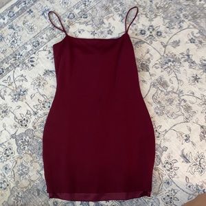 Burgundy Body Con Mini Dress